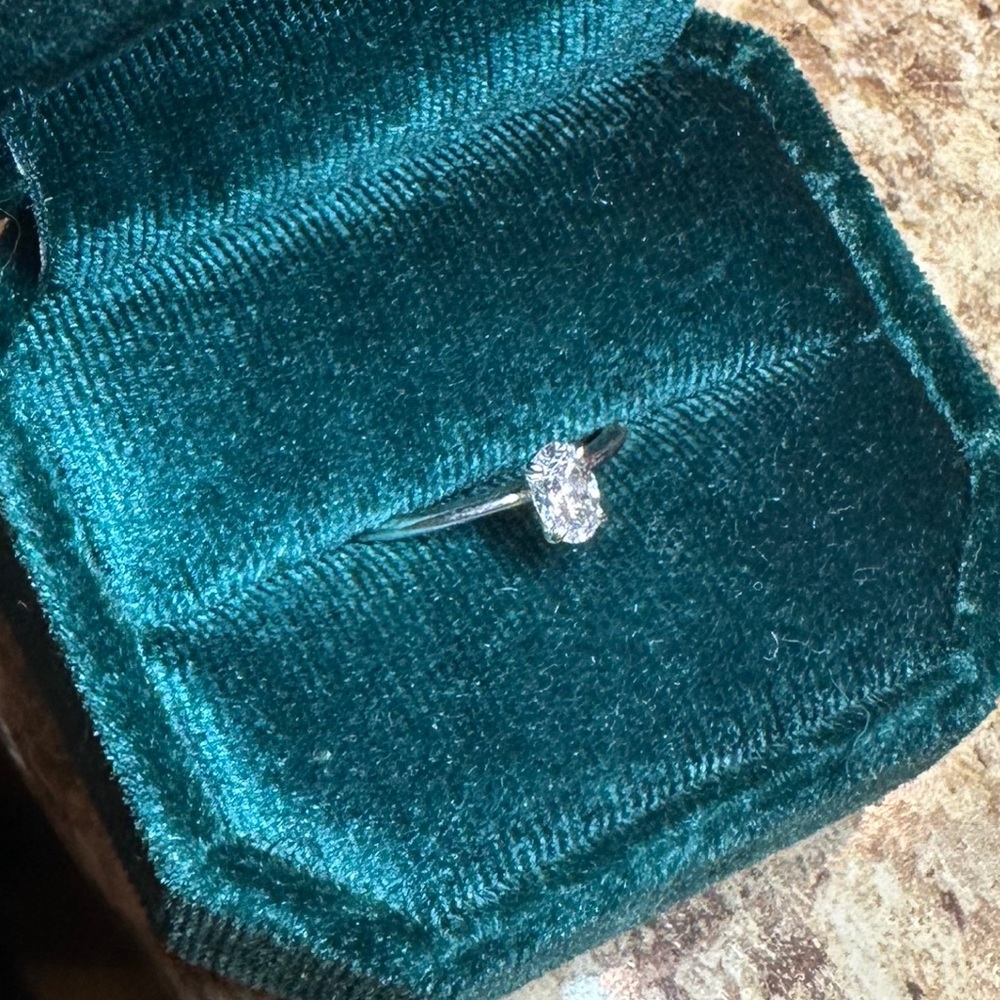 COPY - Size 7 - 10k white gold oval cut solitaire. CZ  stone.